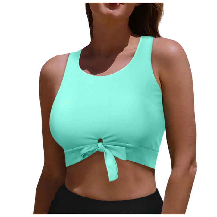 Damen Sportlicher Crop-Top mit Schlaufenbindung Drune
