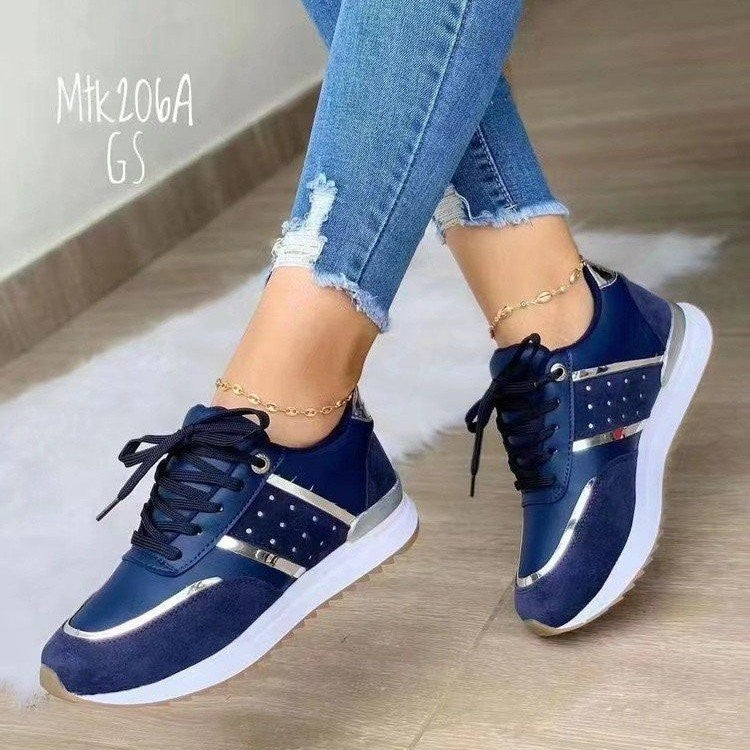 Damen Sportliche und elegante Fitness-Sneaker mit modischen Metallic-Akzenten Drune