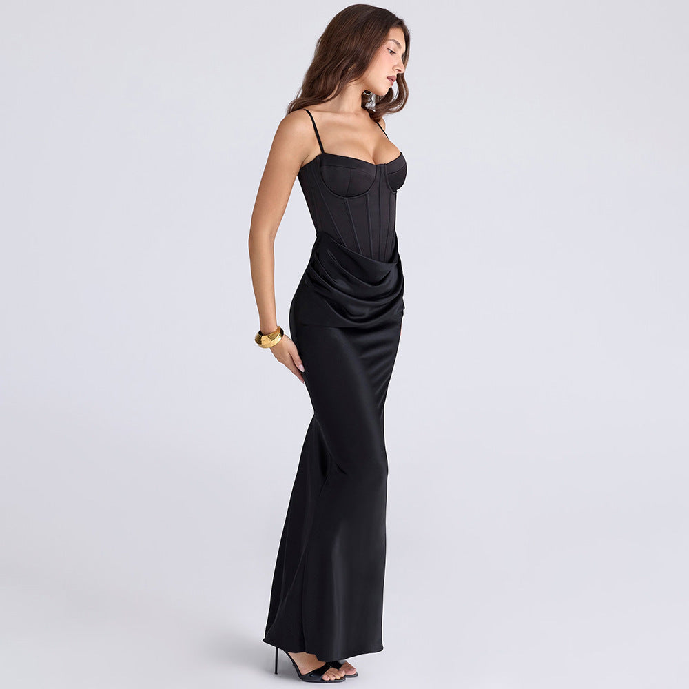 Damen Abendkleid mit tailliertem Bustier-Oberteil und fließendem Rock Drune