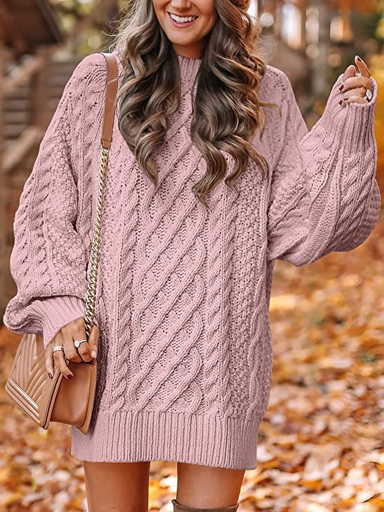 Damen Großer Strickpullover mit Zopfdesign Drune