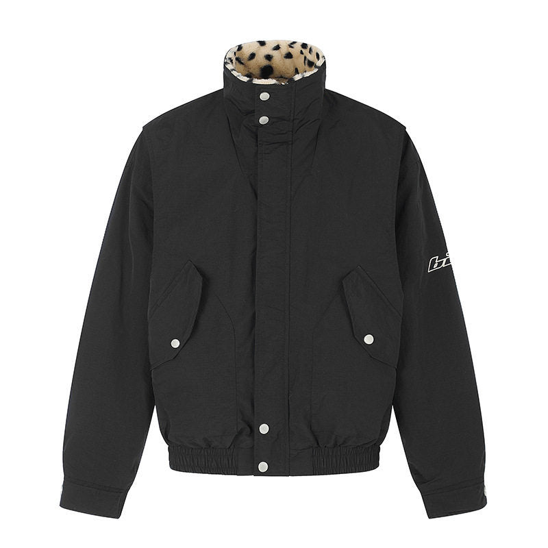 Damen Wattierte Blousonjacke mit Stehkragen und Leo‑Futter Drune