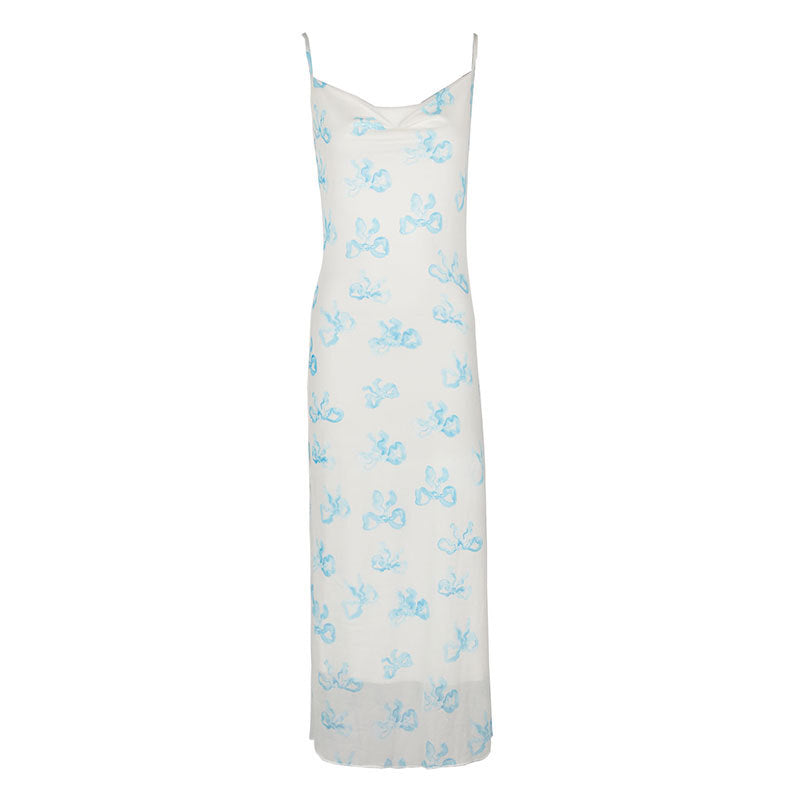 Damen Elegantes Sommerkleid im minimalistischen Stil mit feinen Spaghetti-Trägern Drune