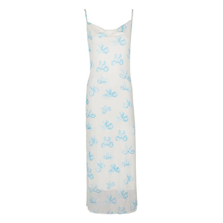 Damen Elegantes Sommerkleid im minimalistischen Stil mit feinen Spaghetti-Trägern Drune