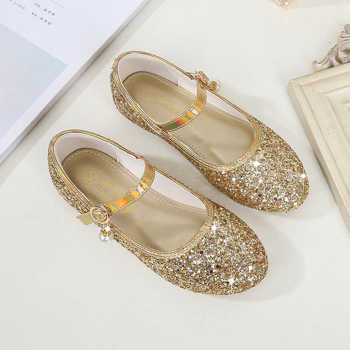Mädchen Glitzernde Mary Jane Ballerinas mit Perlenapplikation Drune