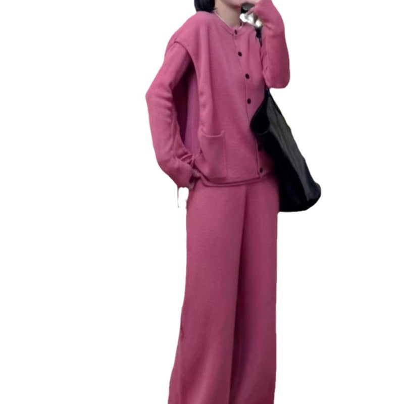 Damen kuschelige Strickjacke mit praktischen Taschen und Knopfverschluss Drune