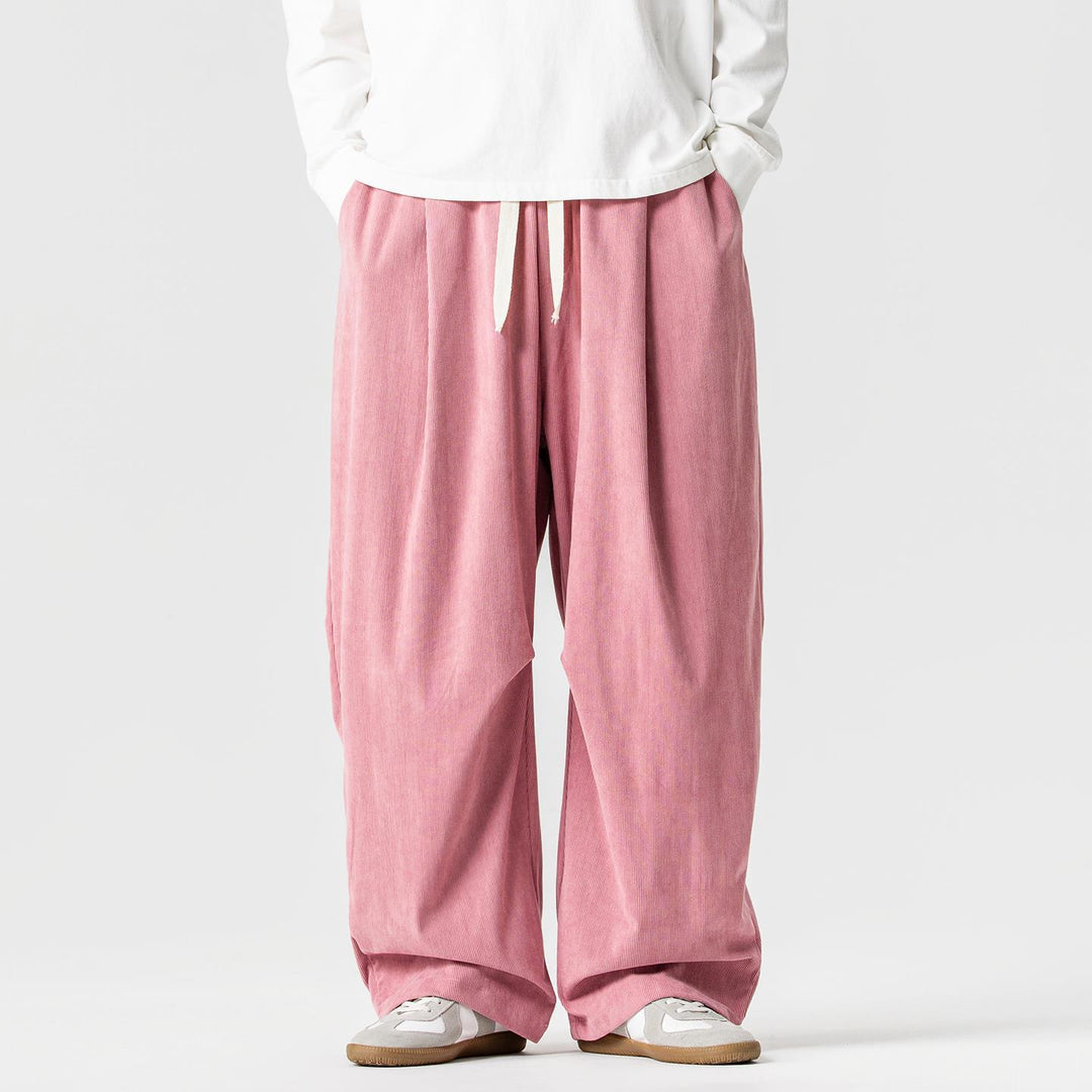 Herren nan weite Cordhose mit Tunnelzug, Bundfalten und relaxed Fit Drune