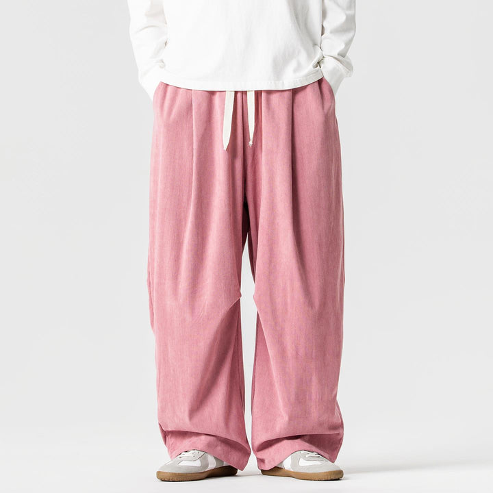 Herren nan weite Cordhose mit Tunnelzug, Bundfalten und relaxed Fit Drune