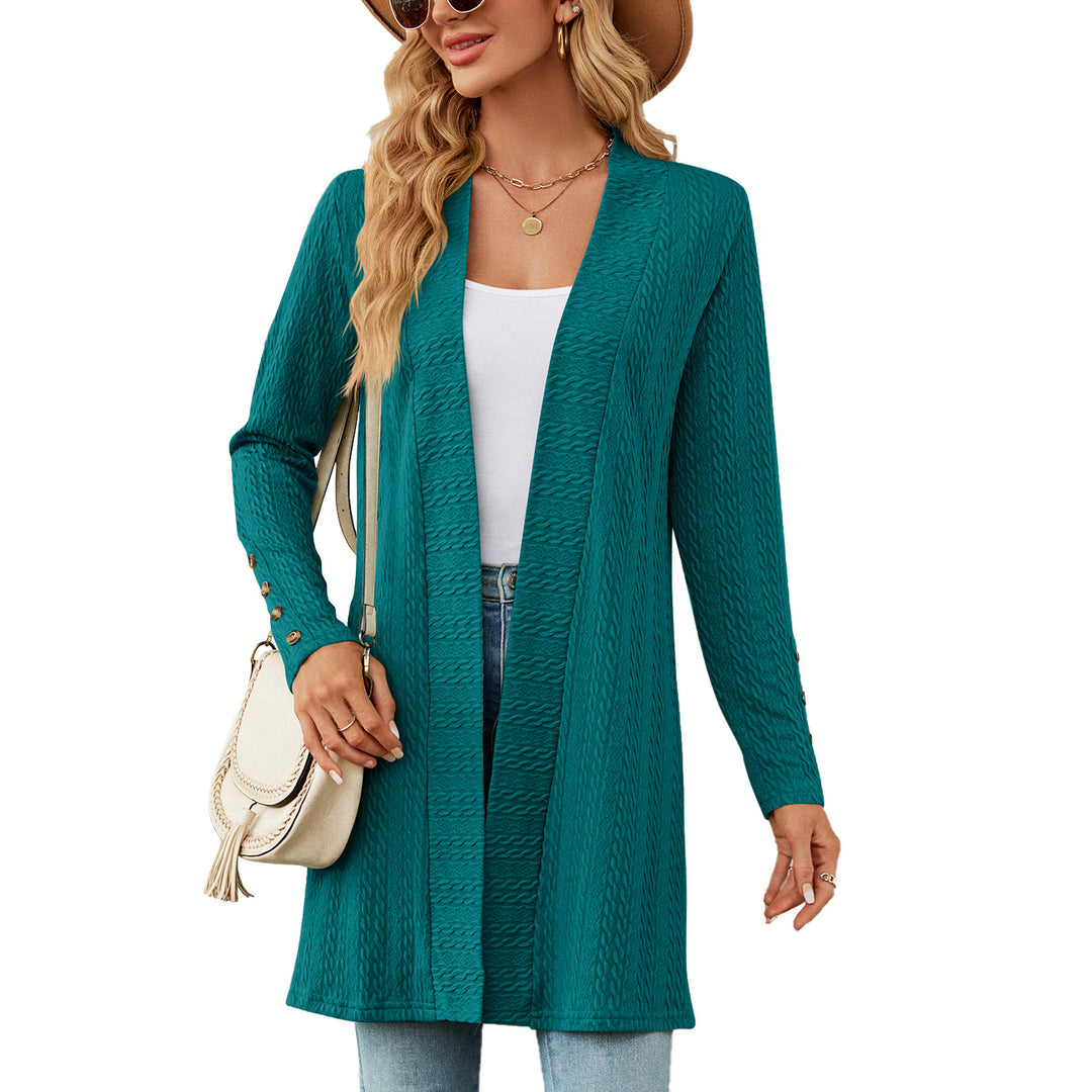 Damen Strickmantel mit modischem Zopfmuster und eleganten Knopfdetails Drune