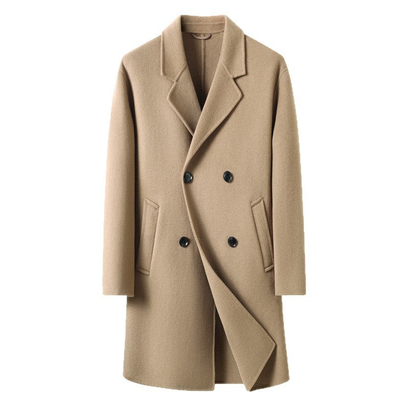 Herren eleganter Wollmantel mit doppelt gearbeiteter Knopfleiste und praktischen Taschen Drune