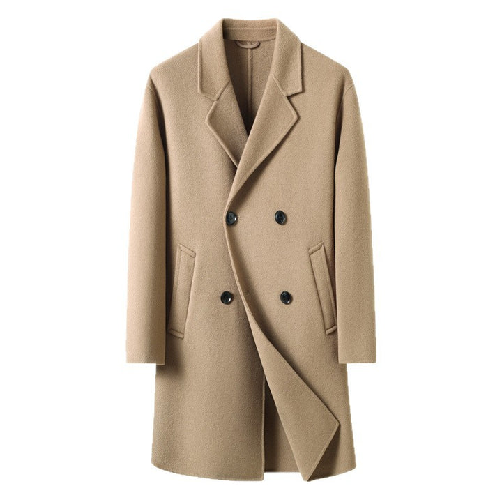 Herren eleganter Wollmantel mit doppelt gearbeiteter Knopfleiste und praktischen Taschen Drune