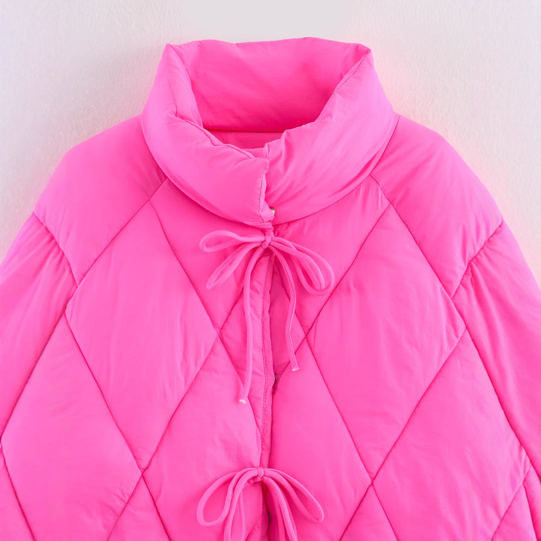 Damen gesteppte Freizeitjacke mit hoch stehendem Kragen und Kordelzug Drune