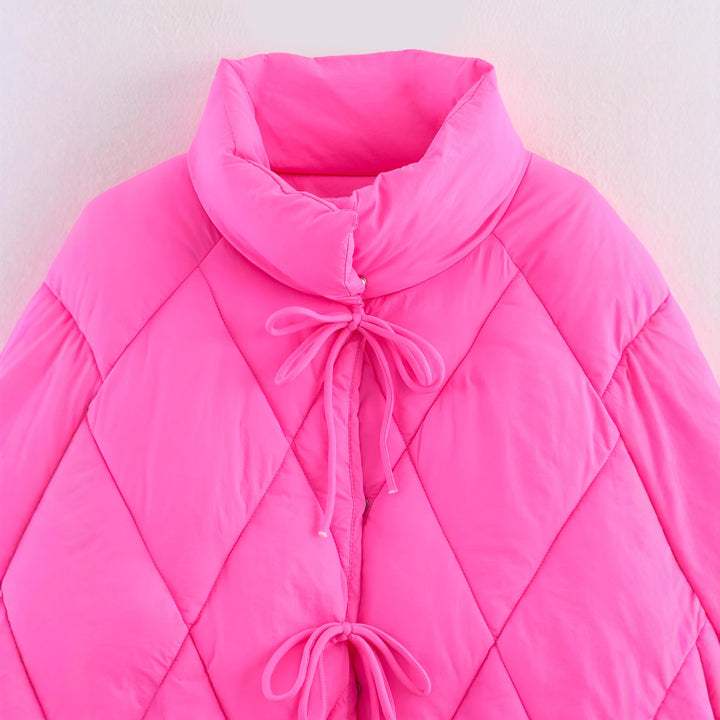 Damen gesteppte Freizeitjacke mit hoch stehendem Kragen und Kordelzug Drune