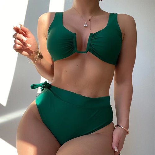 Damen Bikini-Set mit elegantem Knotendesign und hoch taillierter Hose Drune