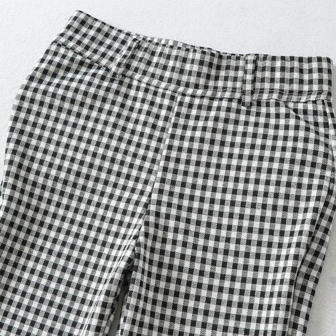 Damen Hochtaillierte Slim-Fit Hose mit Vichy-Karo und elastischem Bund Drune