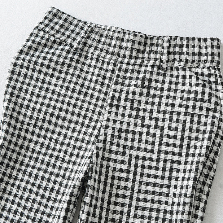 Damen Hochtaillierte Slim-Fit Hose mit Vichy-Karo und elastischem Bund Drune