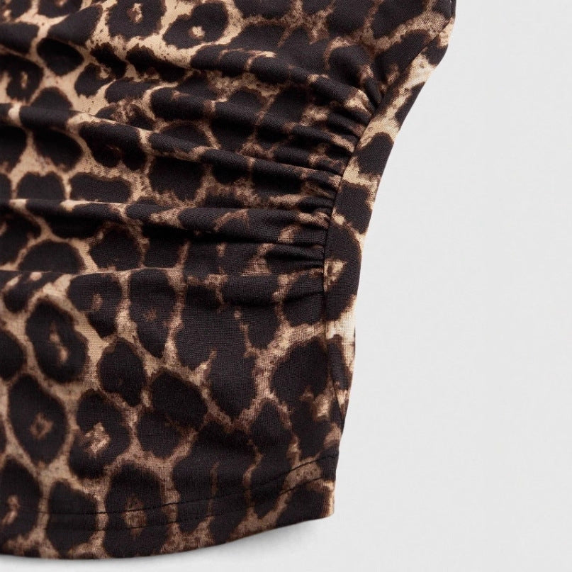 Damen Cut-Out Top mit Leo-Muster Drune