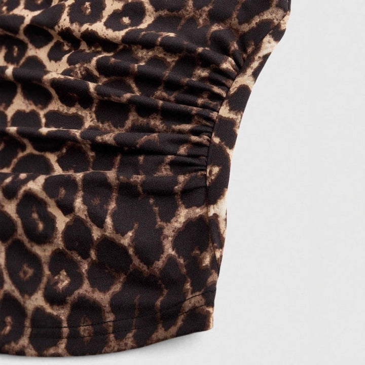 Damen Cut-Out Top mit Leo-Muster Drune