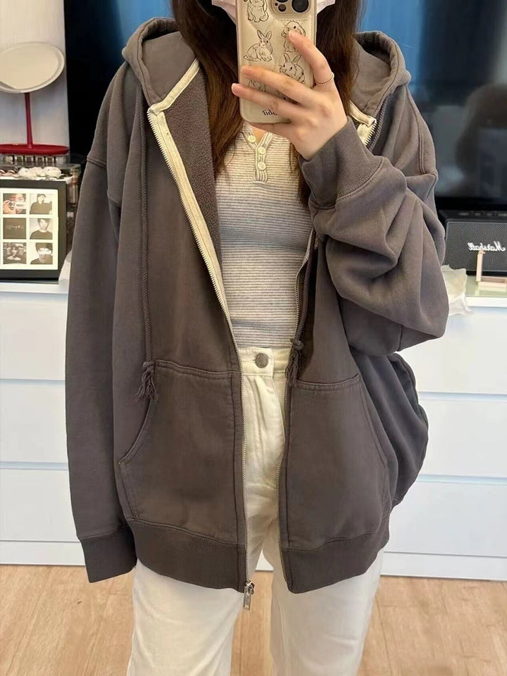 Damen lässige Fleecejacke mit hohen Kragen und praktischen Reißverschlusstaschen Drune