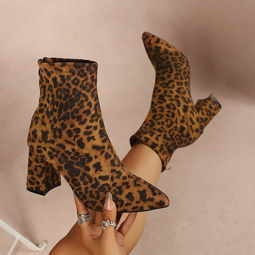 Damen Elegante Ankle Boots mit Blockabsatz Drune