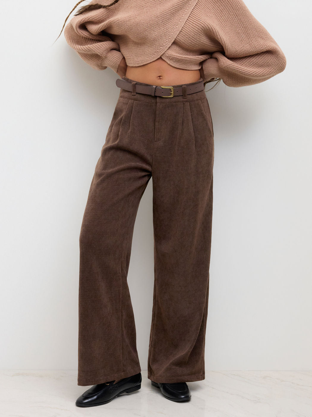 Damen Elegante und Weit geschnittene Cordhose Drune