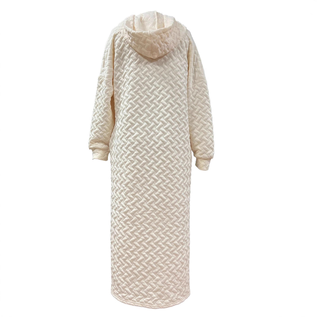 Damen lässiges Sweatshirt-Kleid mit Kapuze und seitlichen Schlitzen Drune