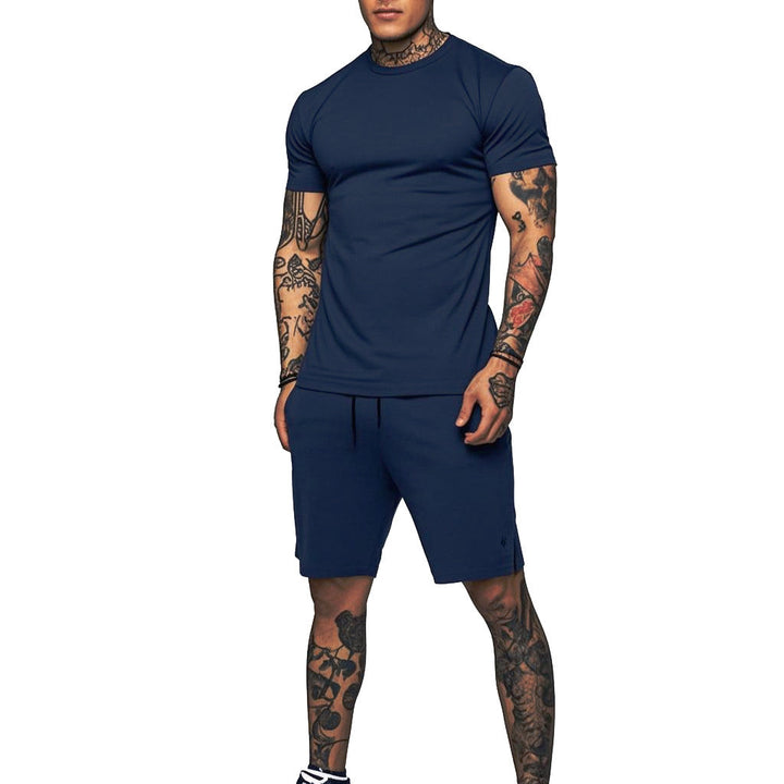 Herren Sportliches Kurzarm- und Shorts-Set mit kontrastierenden Details Drune