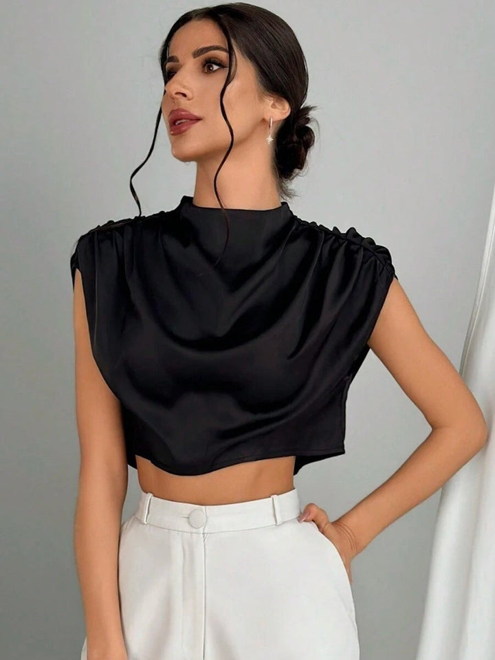 Drune | Satin Faux Seide Kurzhemd Top