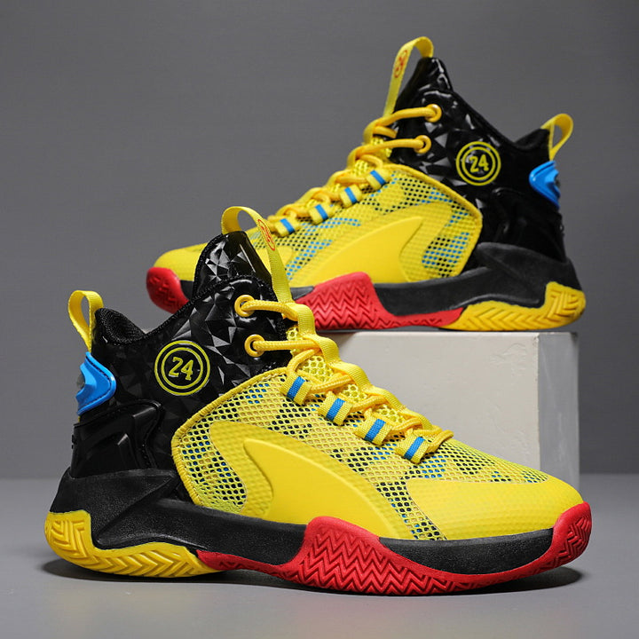 Herren Basketball-High-Top Sneaker mit geometrischem Struktur-Obermaterial und griffiger Herringbone-Sohle Drune