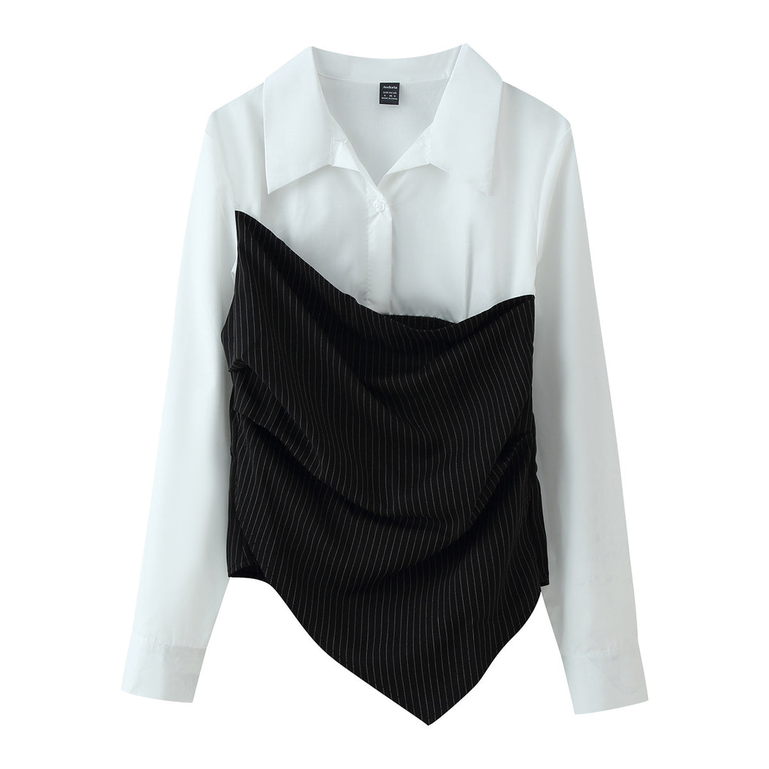 Damen Hemdbluse mit drapiertem Nadelstreifen‑Corset‑Detail Drune