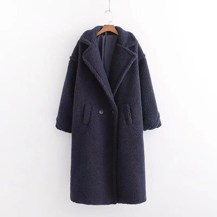 Drune | Langer Übergroß Schnitt Weiches Teddy Fleece Reverskragen Warm Und Bequem