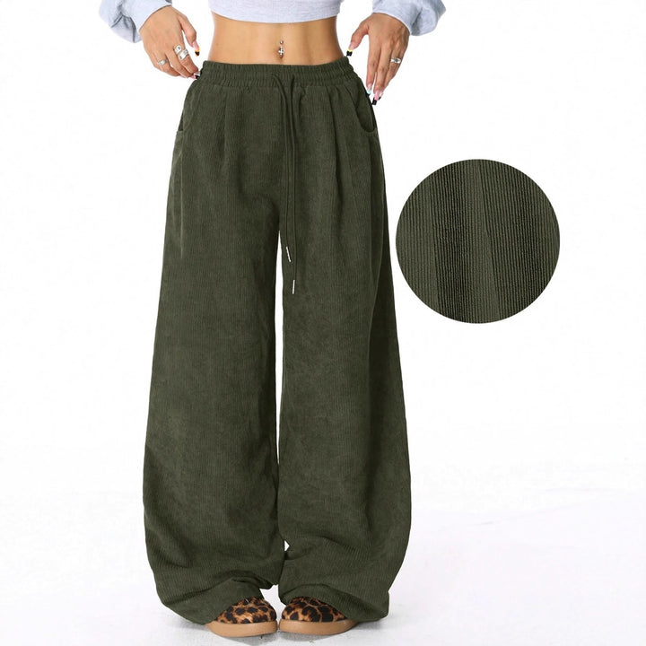 Damen Weite-Hosen Hohe Taille Corduroy Lounge Pants Drune
