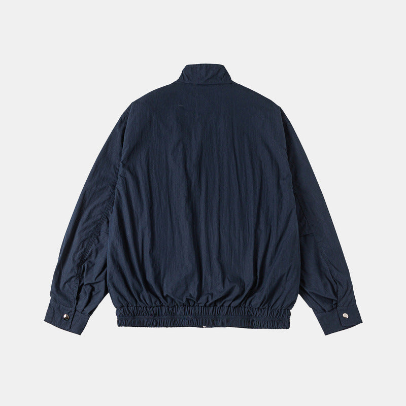 Herren Leichte Harrington-Jacke mit Stehkragen elastischem Saum und schrägen Reißverschlusstaschen Drune