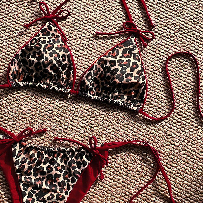 Damen Triangel-Bikini-Set mit verstellbaren Bändern und tierisch inspiriertem Design Drune