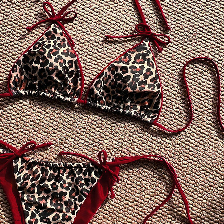 Damen Triangel-Bikini-Set mit verstellbaren Bändern und tierisch inspiriertem Design Drune