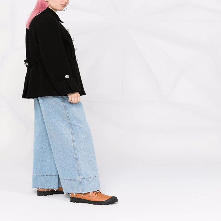 Damen Kurzer Boxy‑Wollmix‑Mantel im Military‑Look mit Zierrundknöpfen Drune