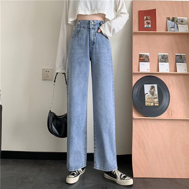 Damen Hohe Taille Bootcut Jeans Drune