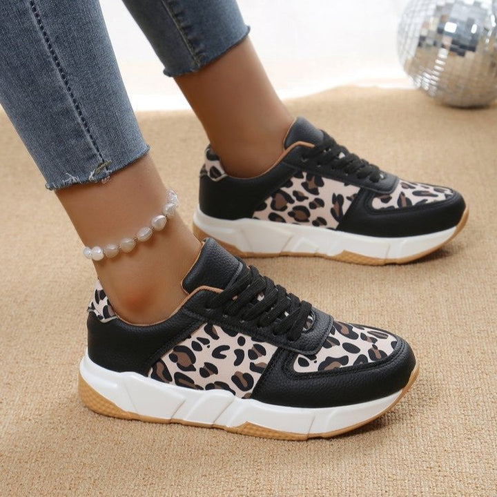 Damen nan sportive Plateau-Sneaker mit Animalprint-Einsätzen, dämpfender EVA-Zwischensohle und gepolstertem Komfortfußbett Drune