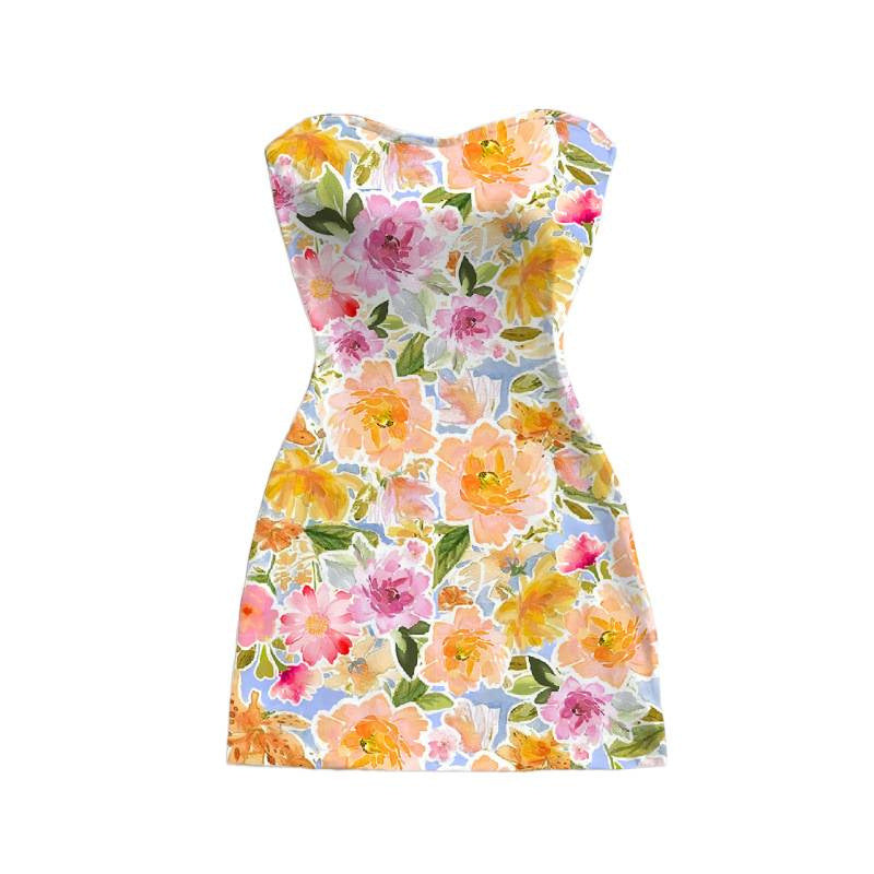 Damen Sommerliches Maxikleid mit floralem Motiv und figurbetonter Silhouette Drune