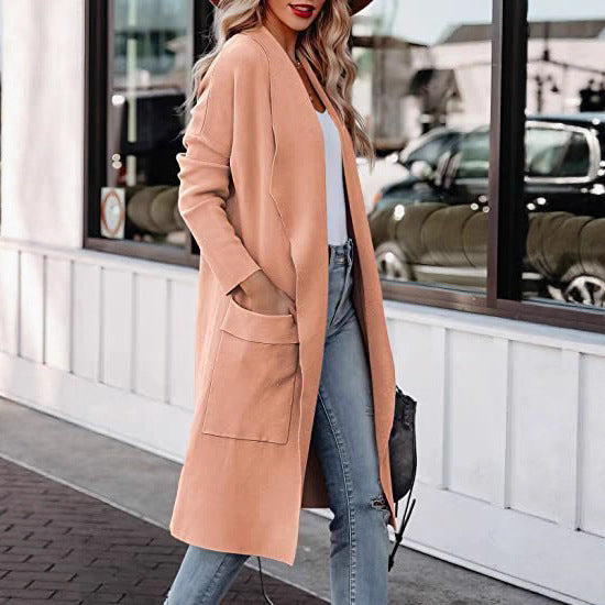 Damen Longline Cardigan mit praktischen Taschen und fließendem Schnitt Drune