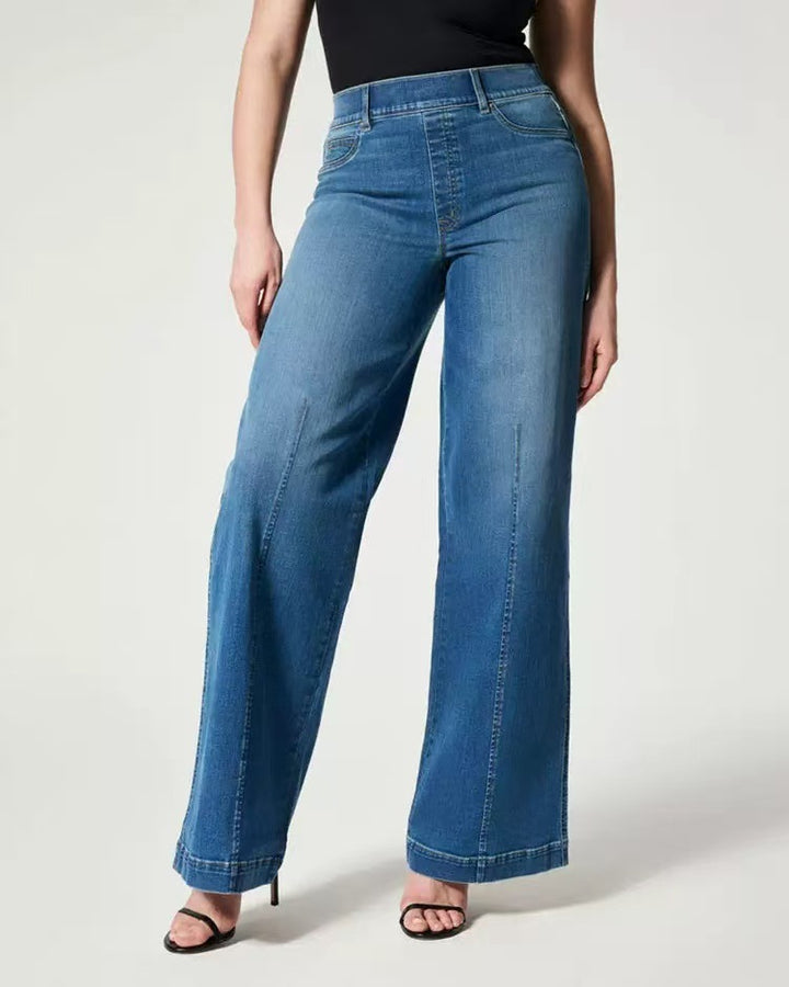 Damen Hochtaillierte Weitgeschnittene Jeanshose mit geradem Bein Drune