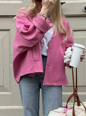 Damen lässige Oversized-Jacke mit praktischen Knöpfen und weitem Schnitt Drune