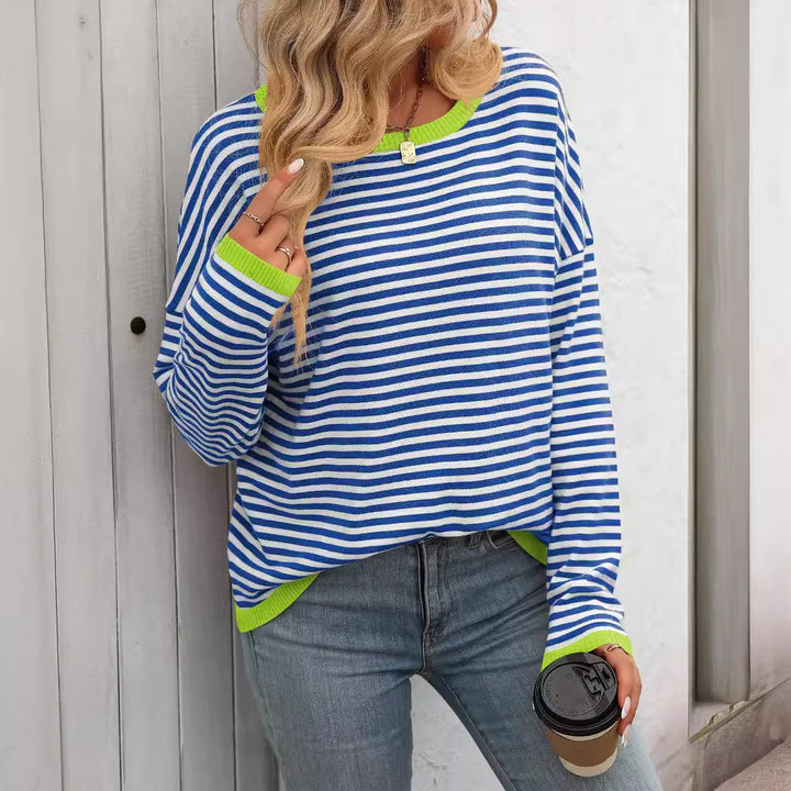 Damen lässiger gestreifter Pullover Drune