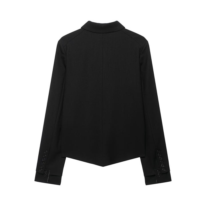 Damen Kurzer taillierter Blazer mit asymmetrischem Saum und durchgehender Knopfleiste Drune