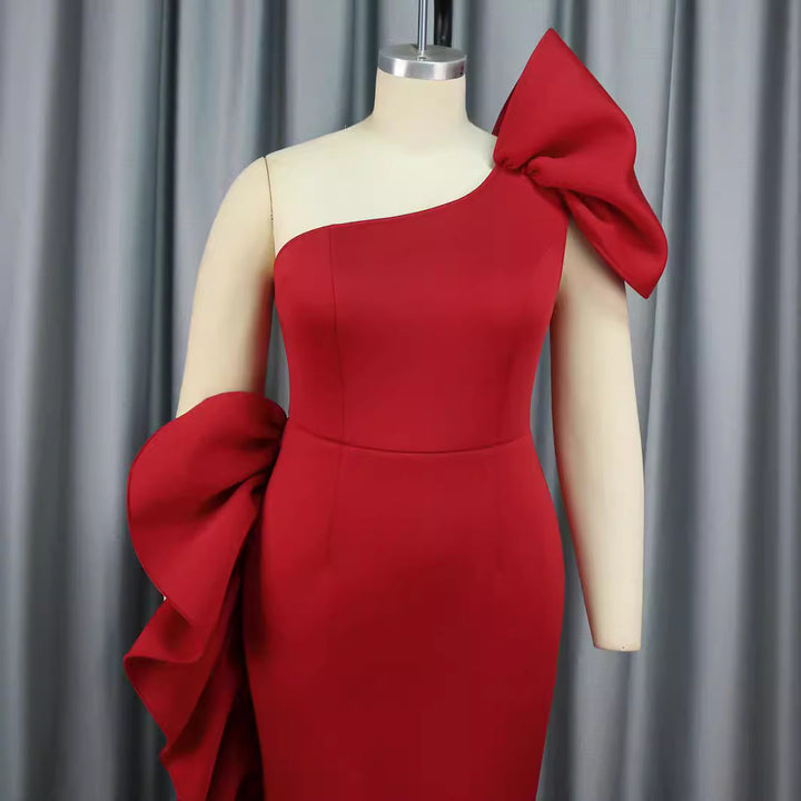 Damen Elegantes Trägerloses Cocktailkleid mit Rüschendetail Drune
