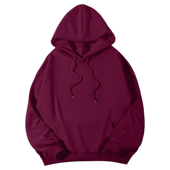 Unisex Oversize-Fleece-Hoodie mit tiefer Schulter, Kängurutasche und breitem Rippbund Drune