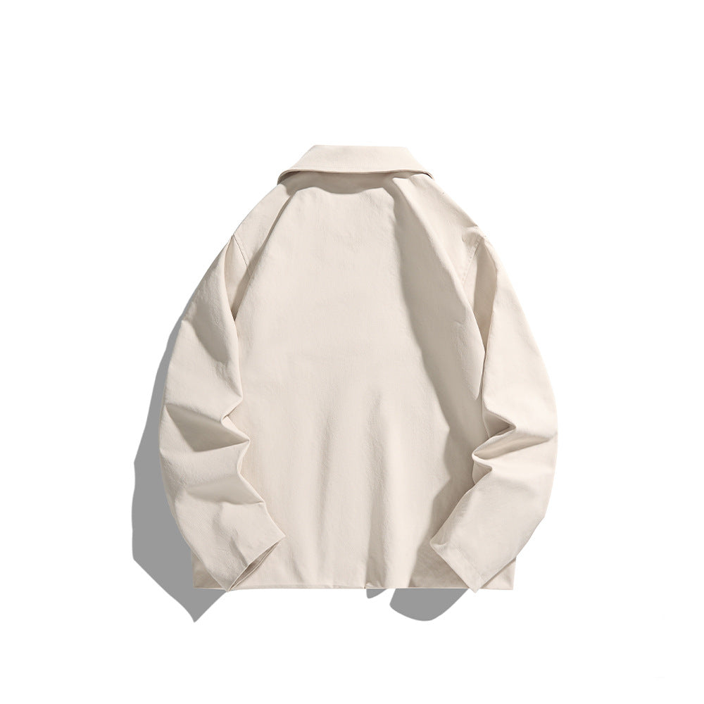 Herren leichte Freizeitjacke mit Hemdkragen, Druckknopfleiste und verdeckten Nahttaschen Drune