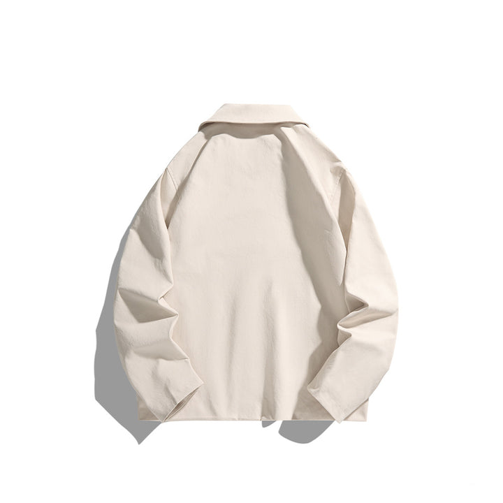Herren leichte Freizeitjacke mit Hemdkragen, Druckknopfleiste und verdeckten Nahttaschen Drune
