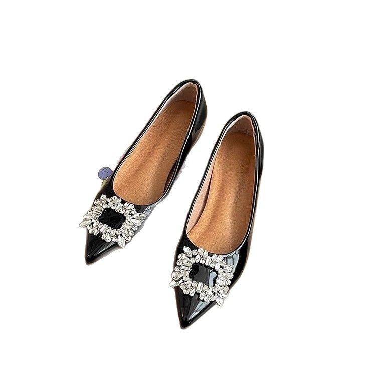 Damen elegante Ballerina-Schuhe mit funkelnder Strass-Applikation Drune