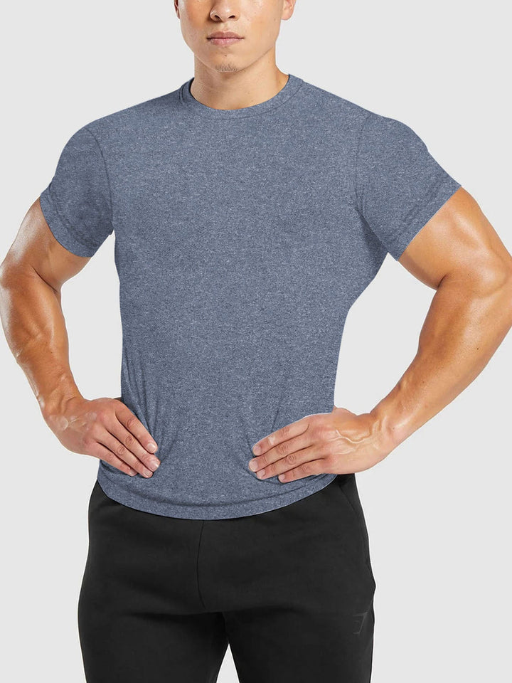 Herren nan tailliertes Rundhals-Leistungsshirt mit elastischem Seitenkeil und flachen Nähten Drune