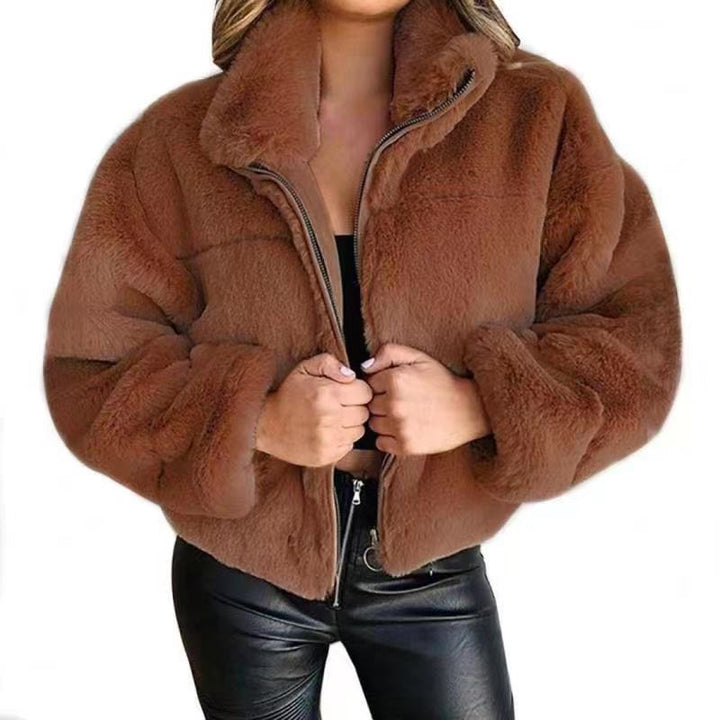 Drune | Damen Oversized Mittelgroße Jacke Kunstfell